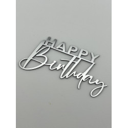 Топпер дзеркальний бічний торцевий золотий Happy Birthday срібло